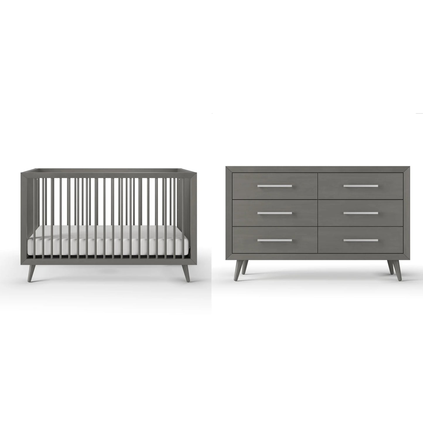 Cranbrook Crib and Dresser Nursery Set, 4-In-1 Convertible Crib with 6-Drawer Dresser, Ebony, 2-Piece