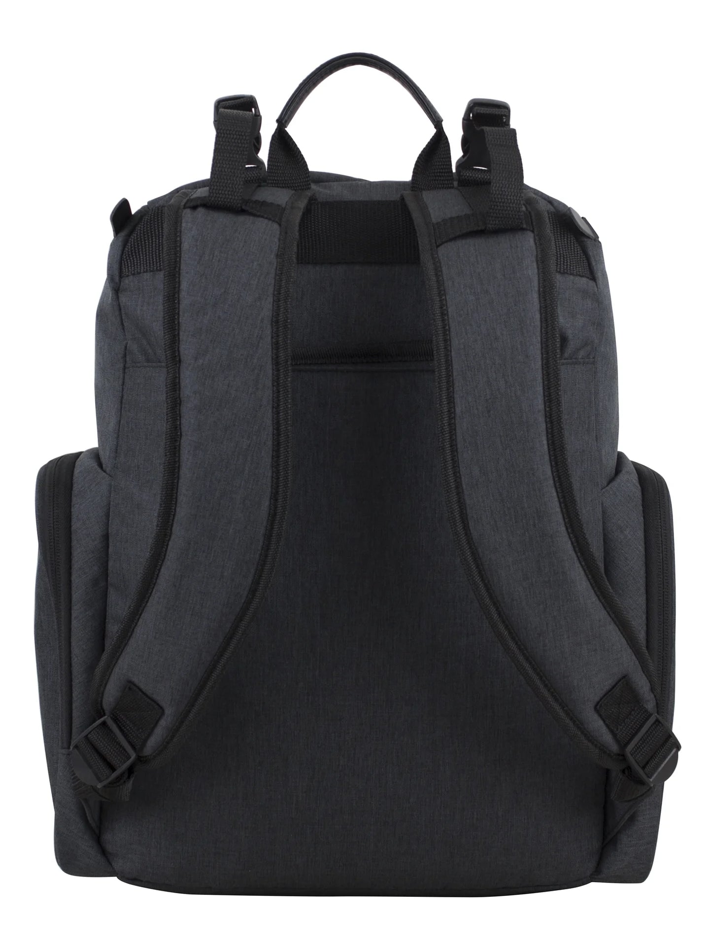 Wooster St. Large Backpack Diaper Bag with Adjustable Shoulder Straps, Bonus Changing Pad, Stroller Straps and Insulated Zipper Pockets, Dark Grey
