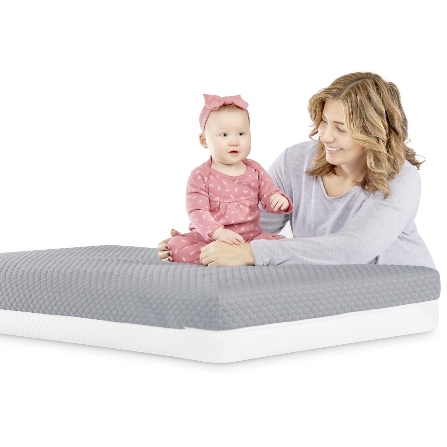 Pure Zen 2 in 1 Crib & Toddler Mattress, White and Grey, Greenguard Gold Certified
