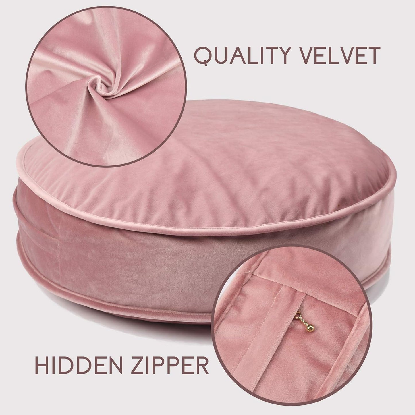 Velvet Floor Pillows round 19.7 In, Dusty Rose
