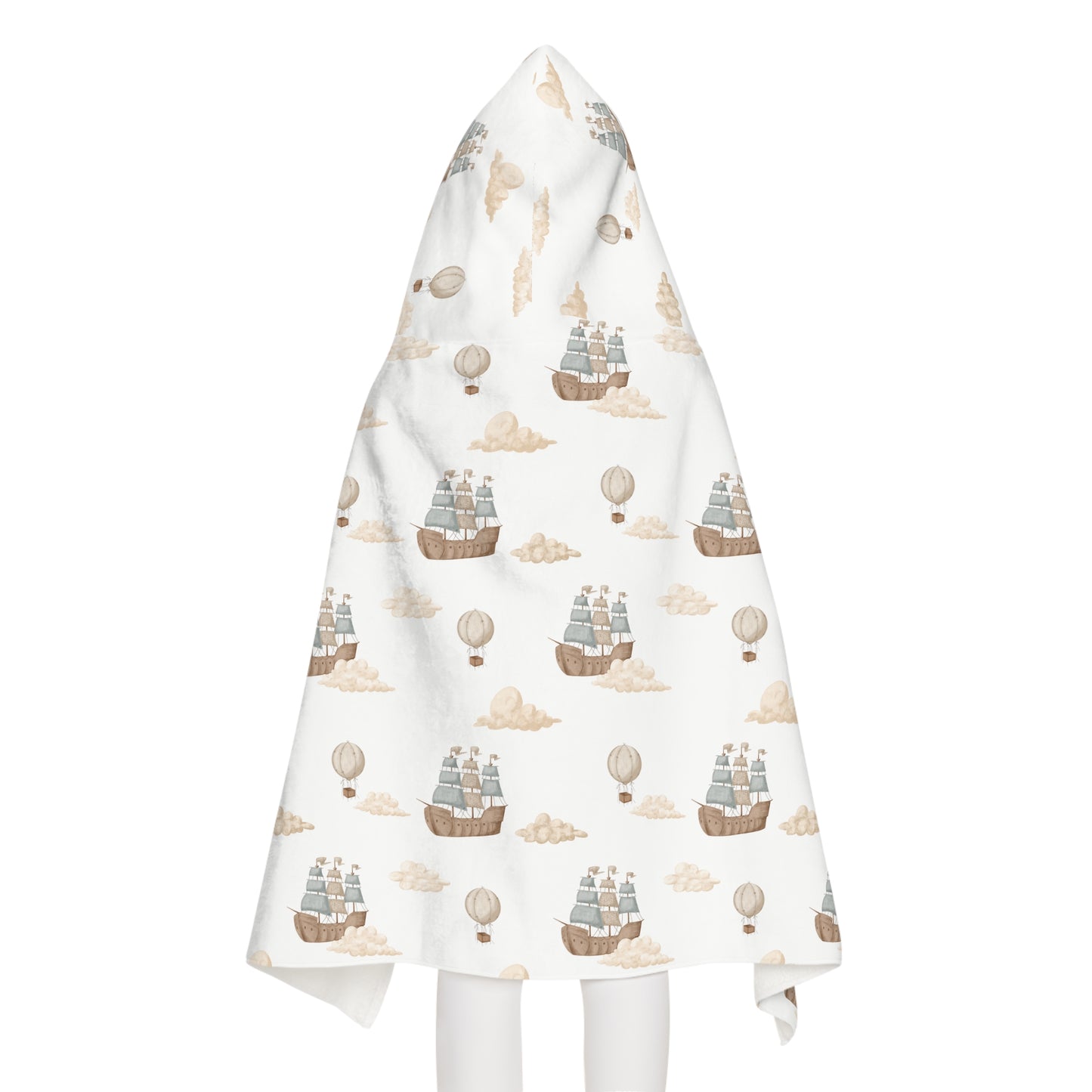 Child's Hooded Towel- Pirate Ship Clouds