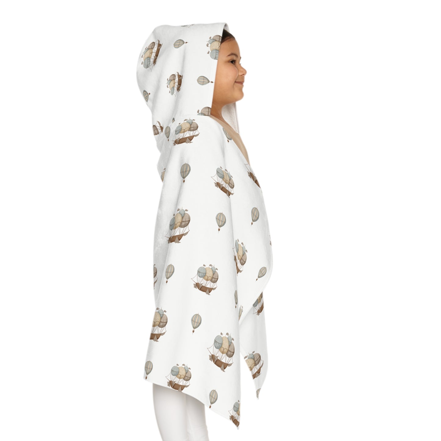 Kids Hooded Towel - Balloon Ships