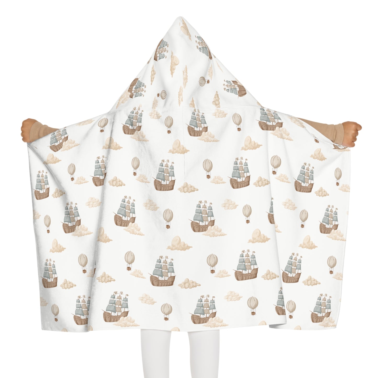 Child's Hooded Towel- Pirate Ship Clouds