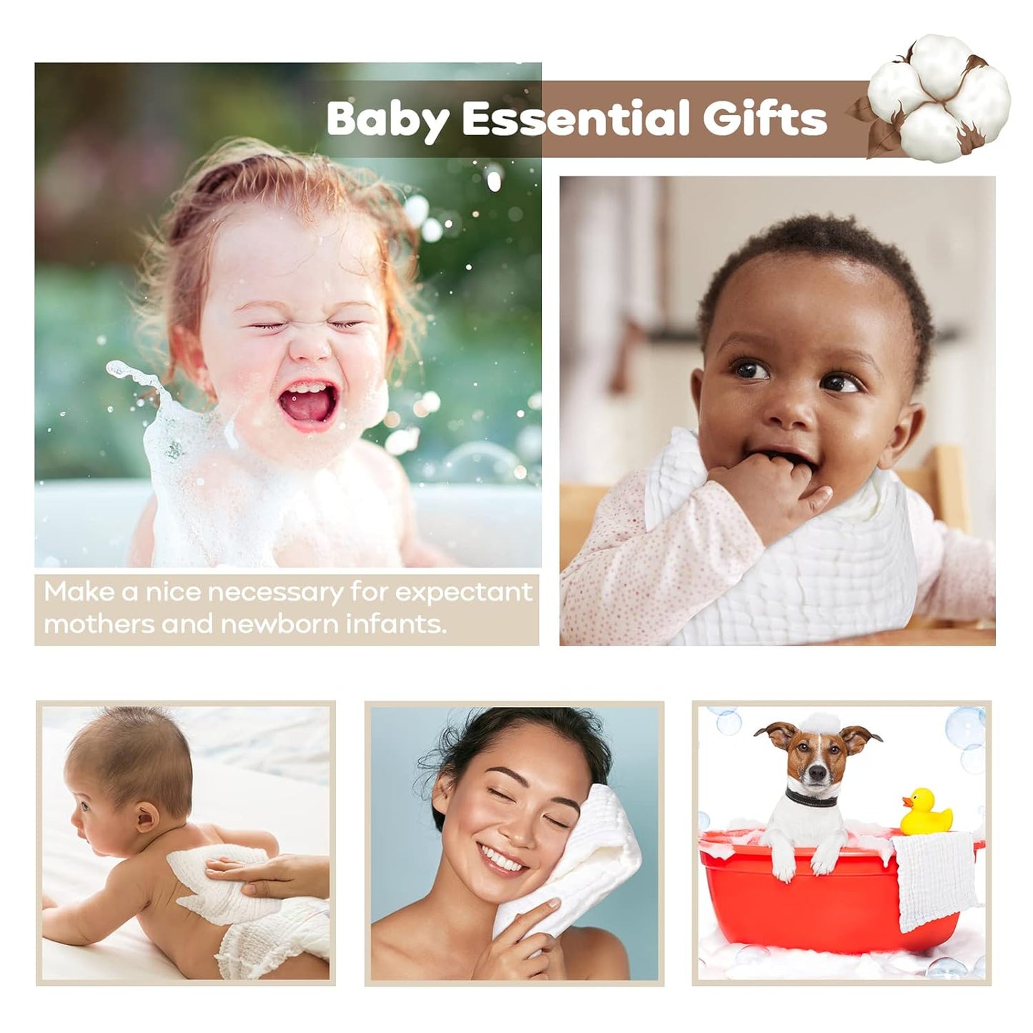 Muslin Baby Washcloths 100% Cotton 10 Pack Wash Cloths