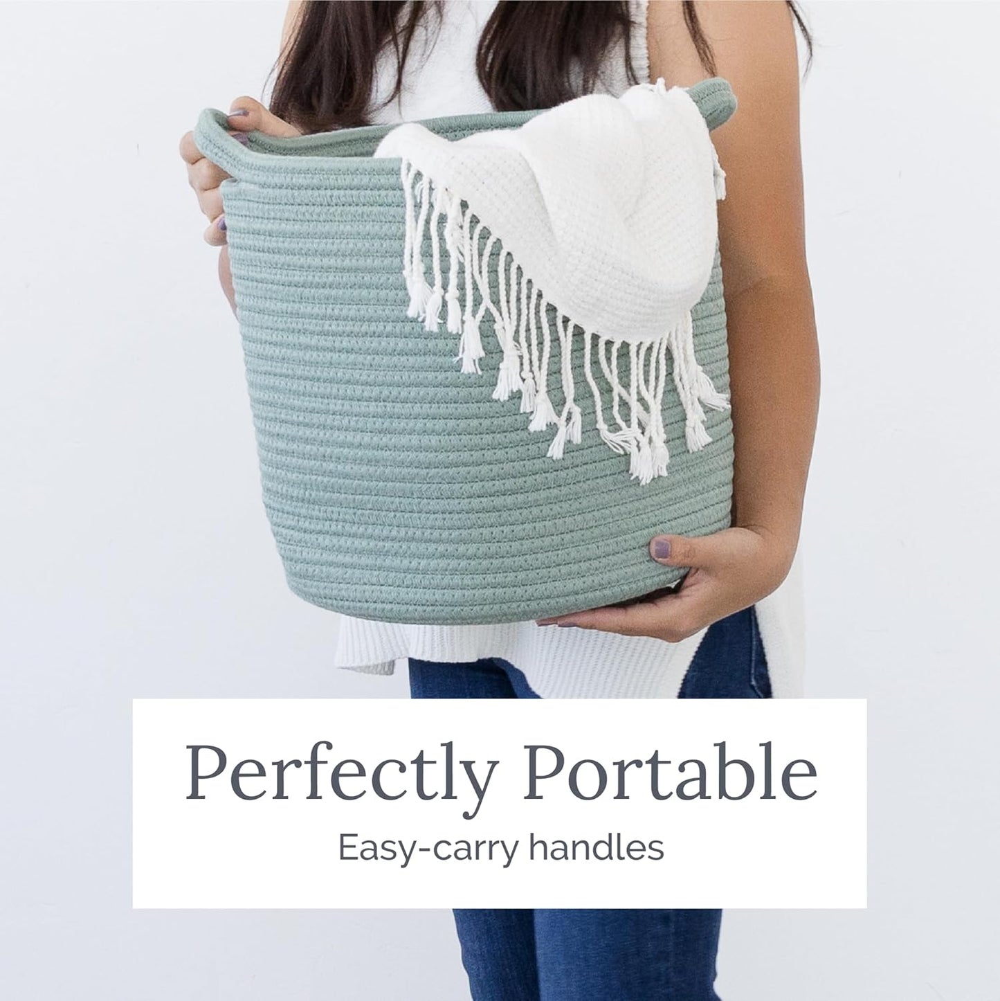 Large Woven Storage Basket (15" X 15" X 14") - Baby & Toy Organizer