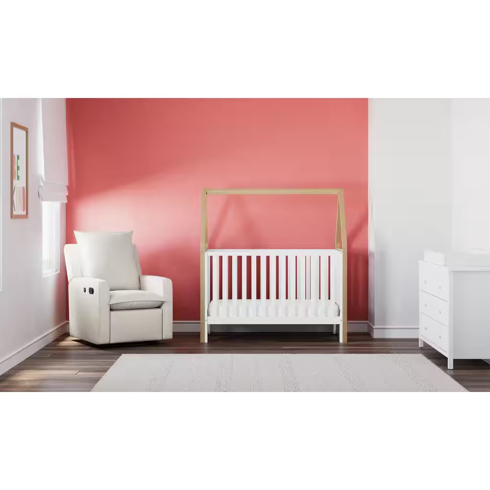 Orchard 5-In-1 Convertible Canopy Crib-White/Driftwood