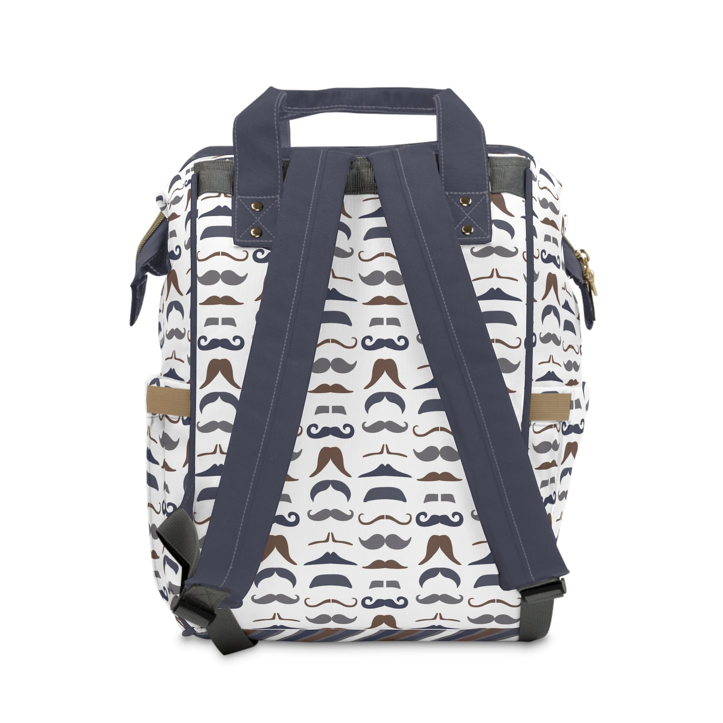 Backpack with mustache pattern on a white background