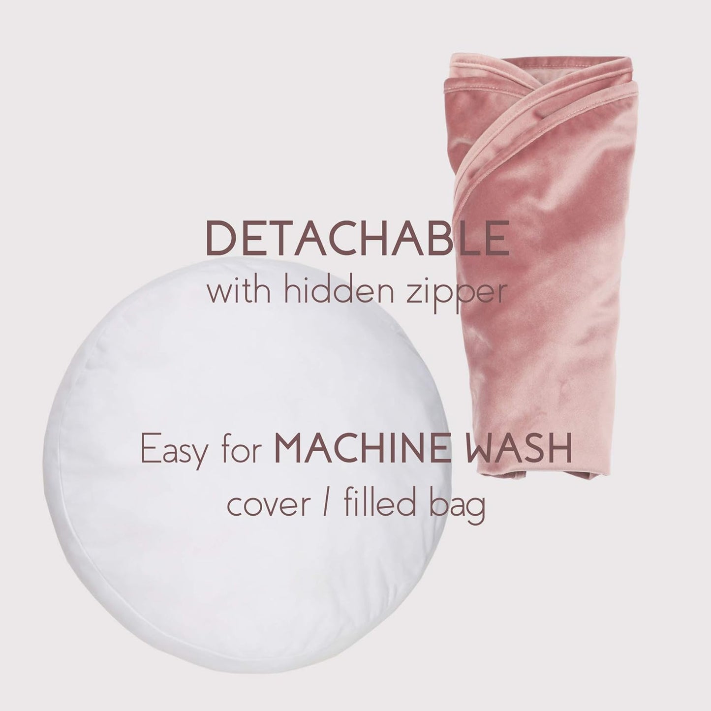 Velvet Floor Pillows round 19.7 In, Dusty Rose