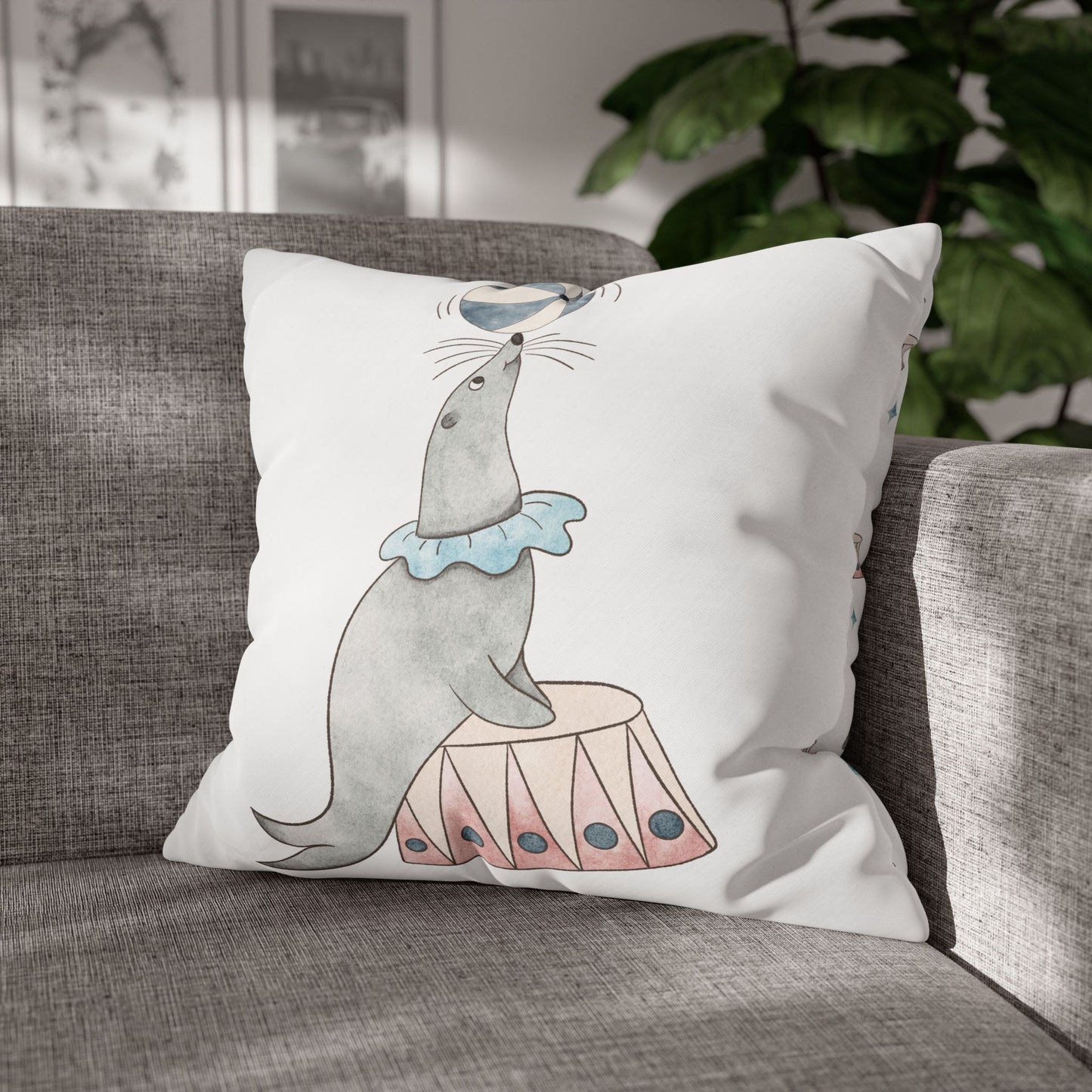 Throw Pillowcase Circus Seals