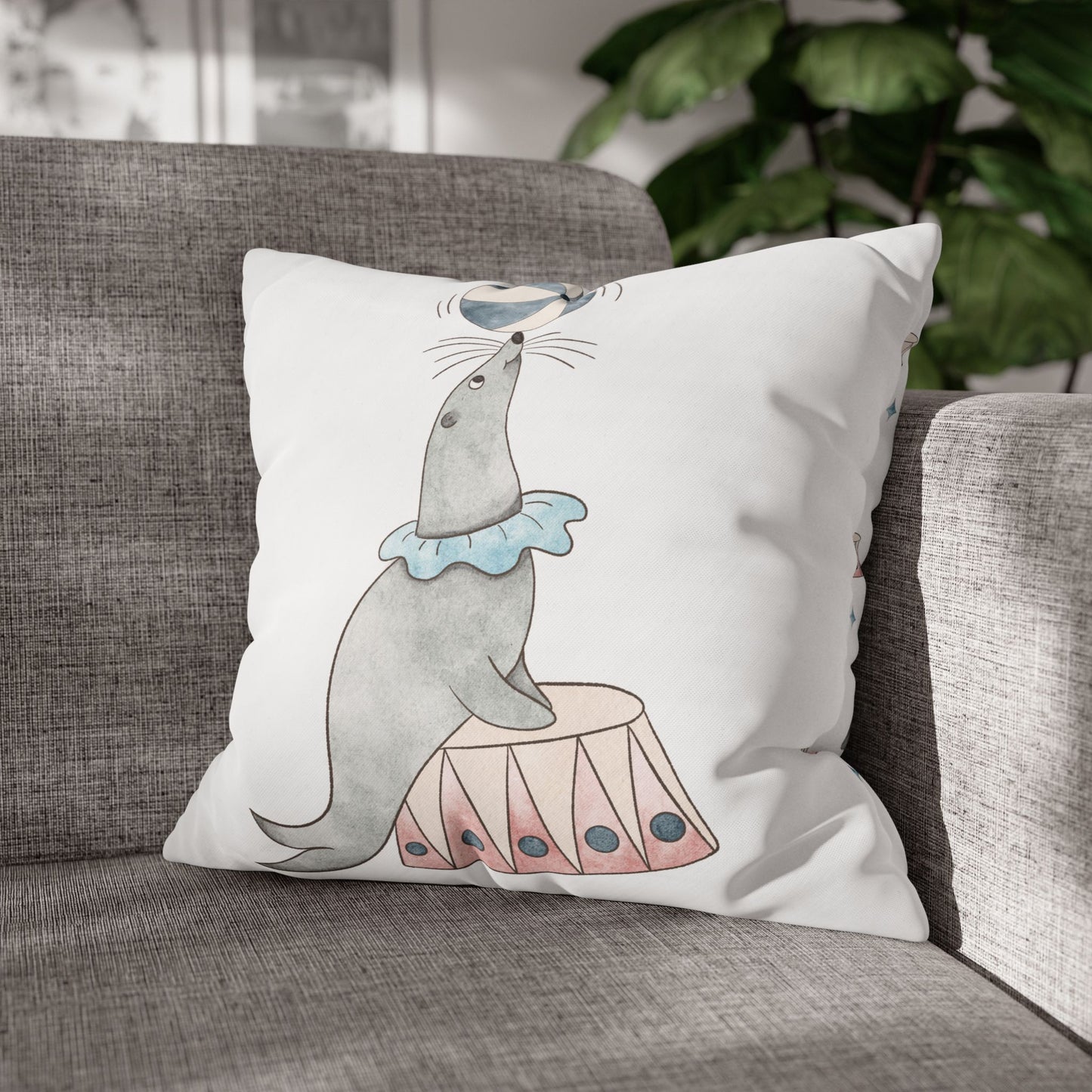 Throw Pillowcase Circus Seals