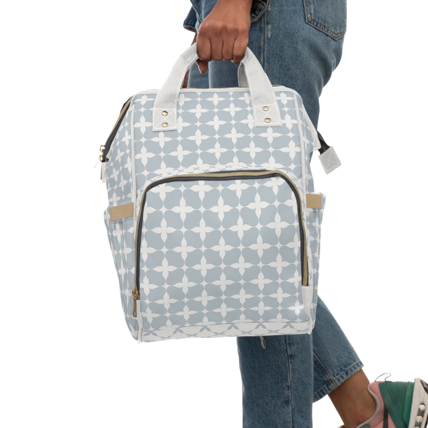 Diaper Bag Backpack- Blue Cream Geo - All The Things Baby