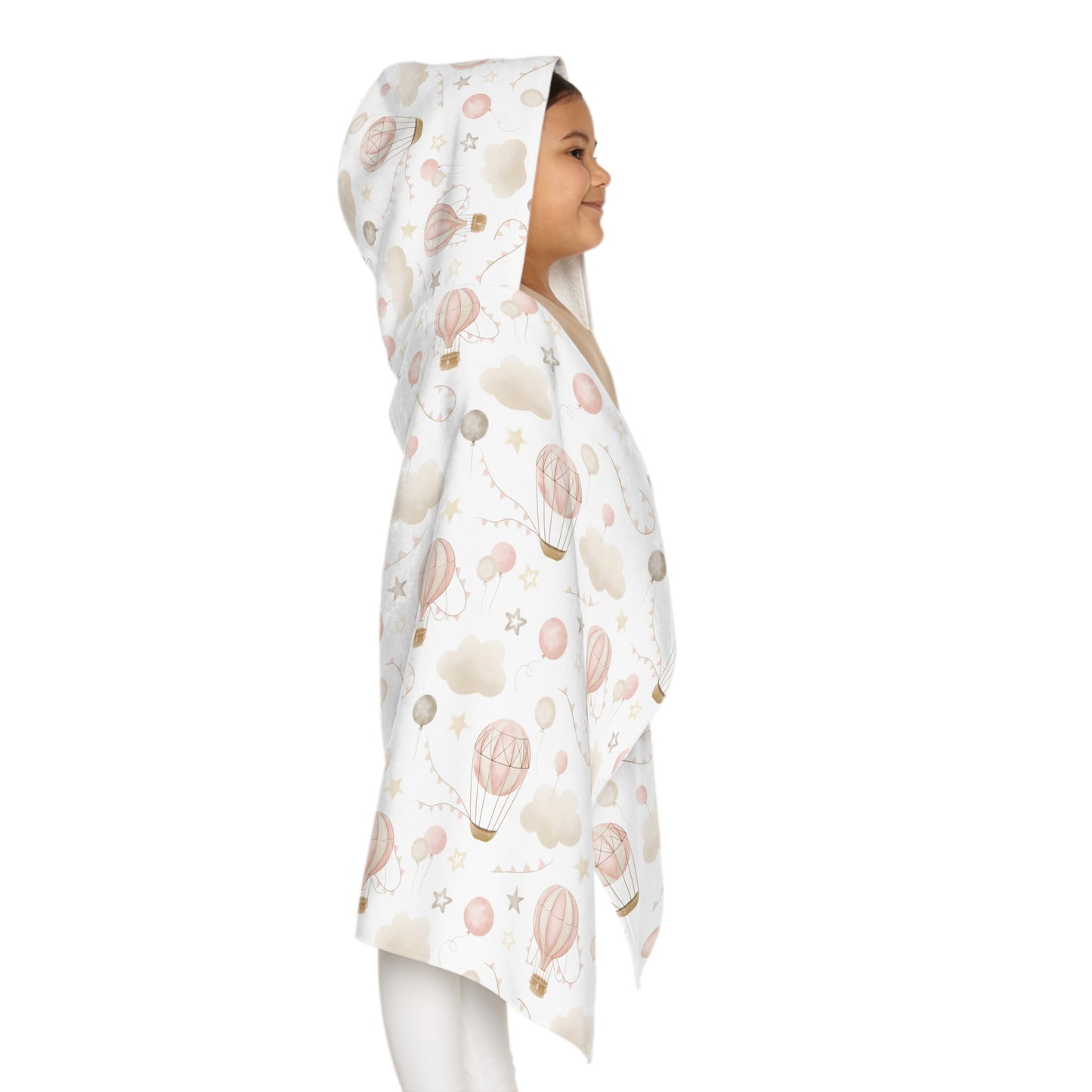 Child's Hooded Towel- Pink Air Balloons