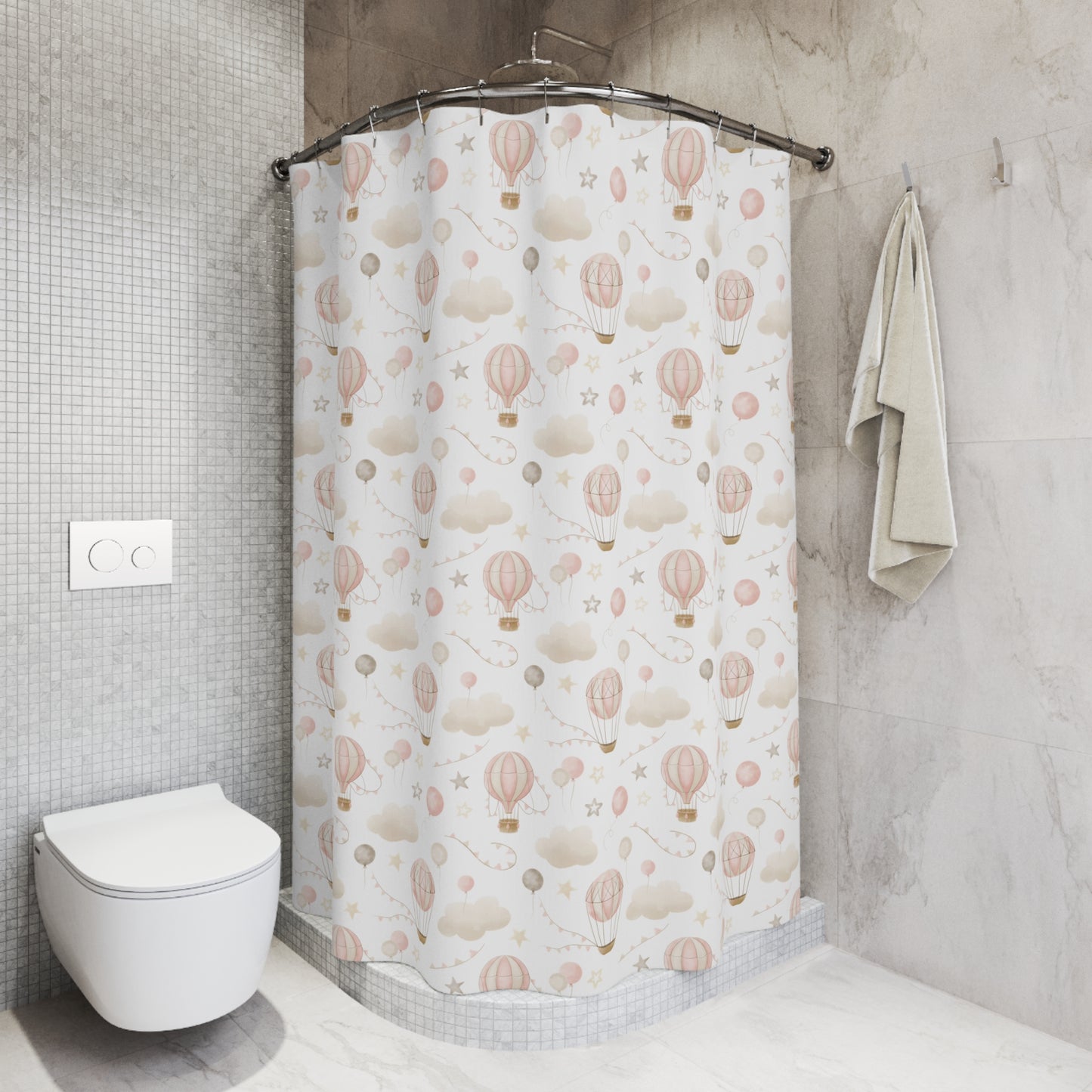 Children's Shower Curtain- Pink Air Balloons