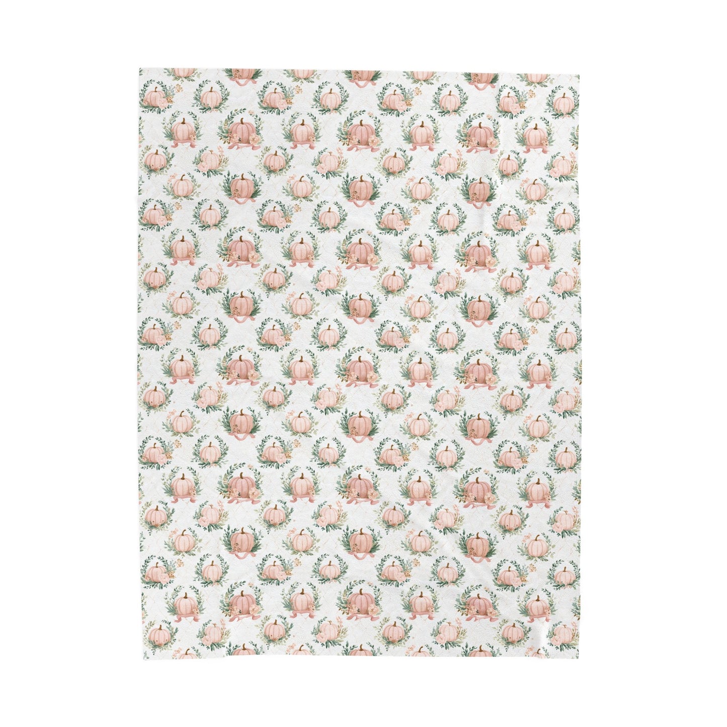 Velveteen Plush Blanket - Cozy Floral Home Decor Gift - Elegant Pumpkin Design