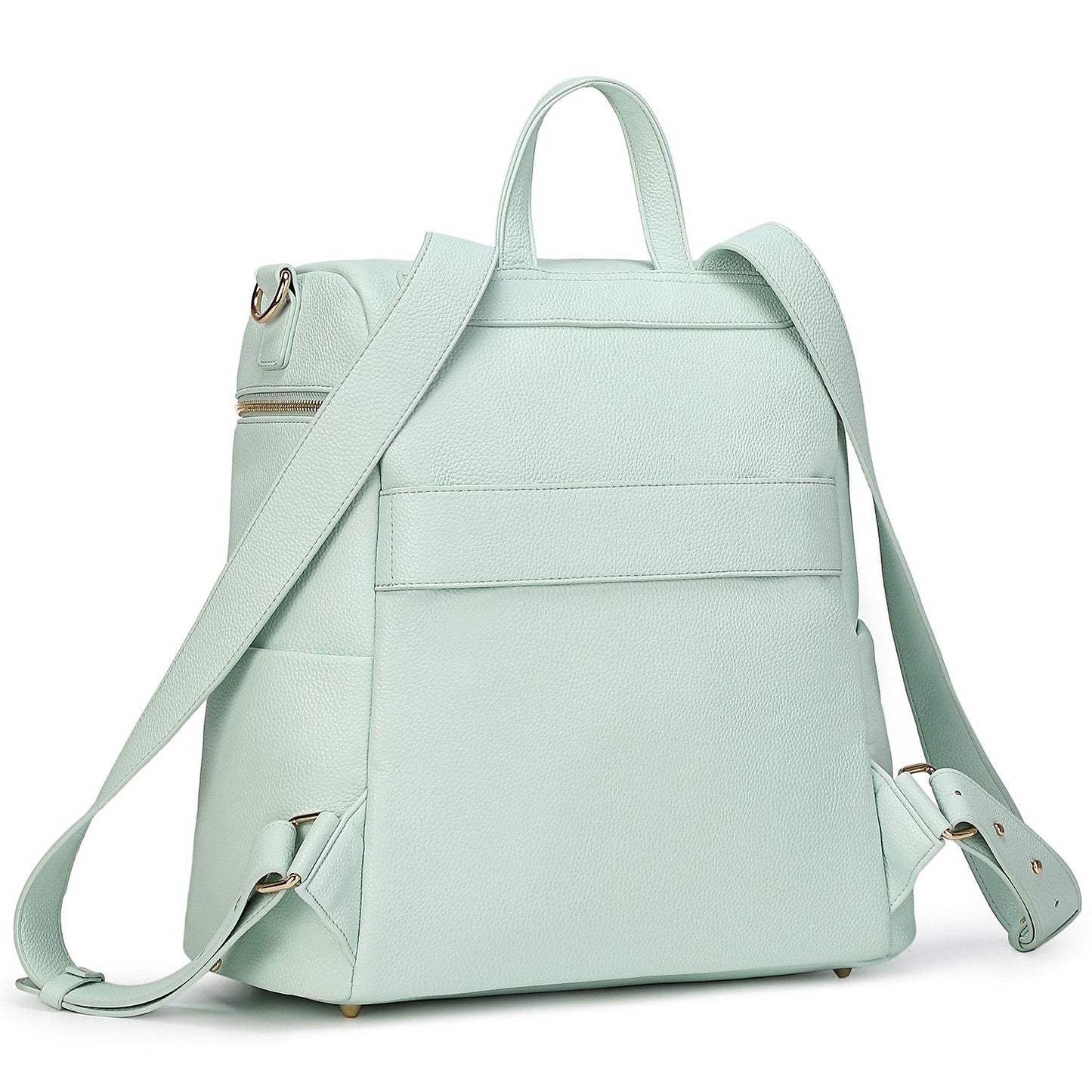 Light blue backpack on a white background