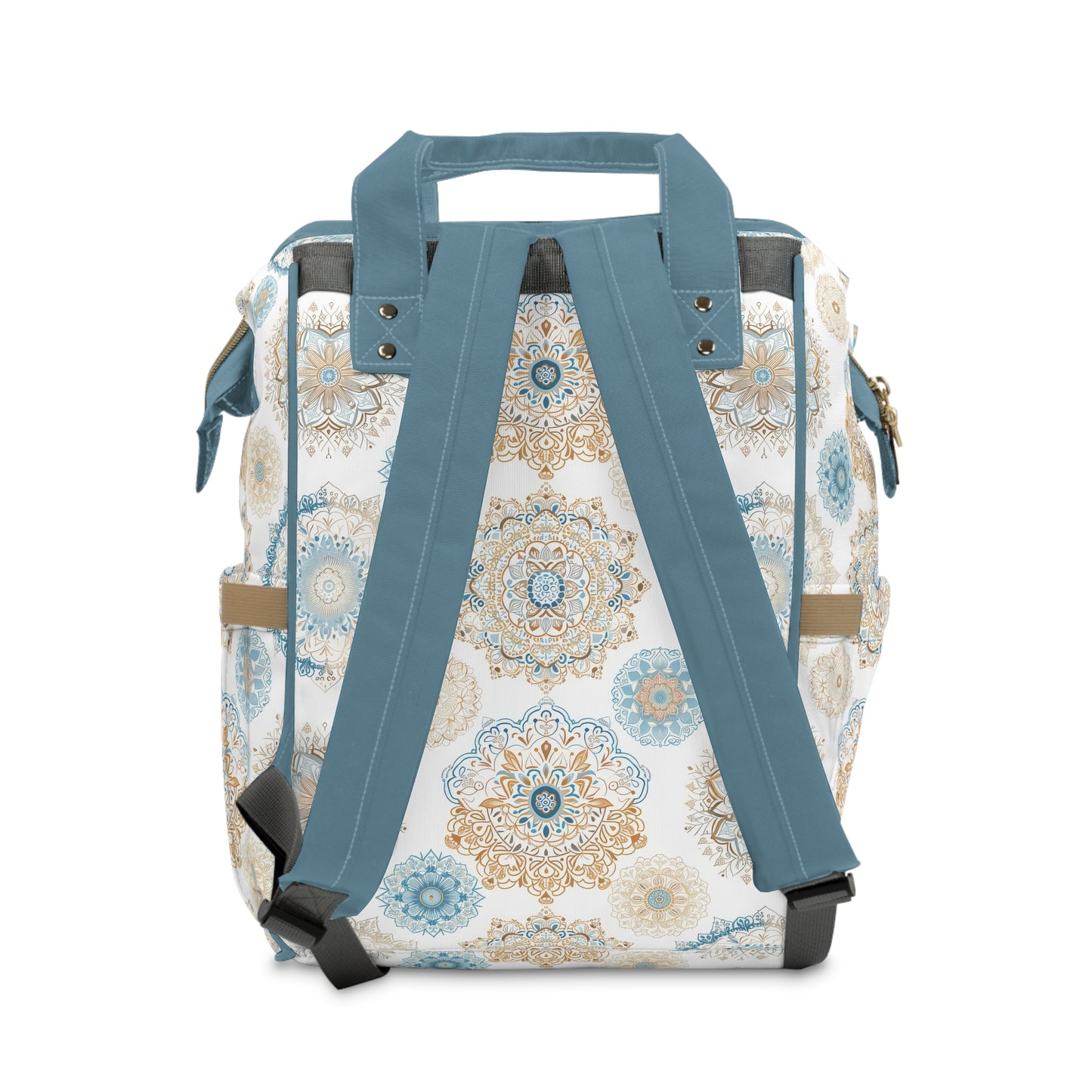 Multifunctional Backpack Diaper Bag- Boho Blue Gold - All The Things Baby