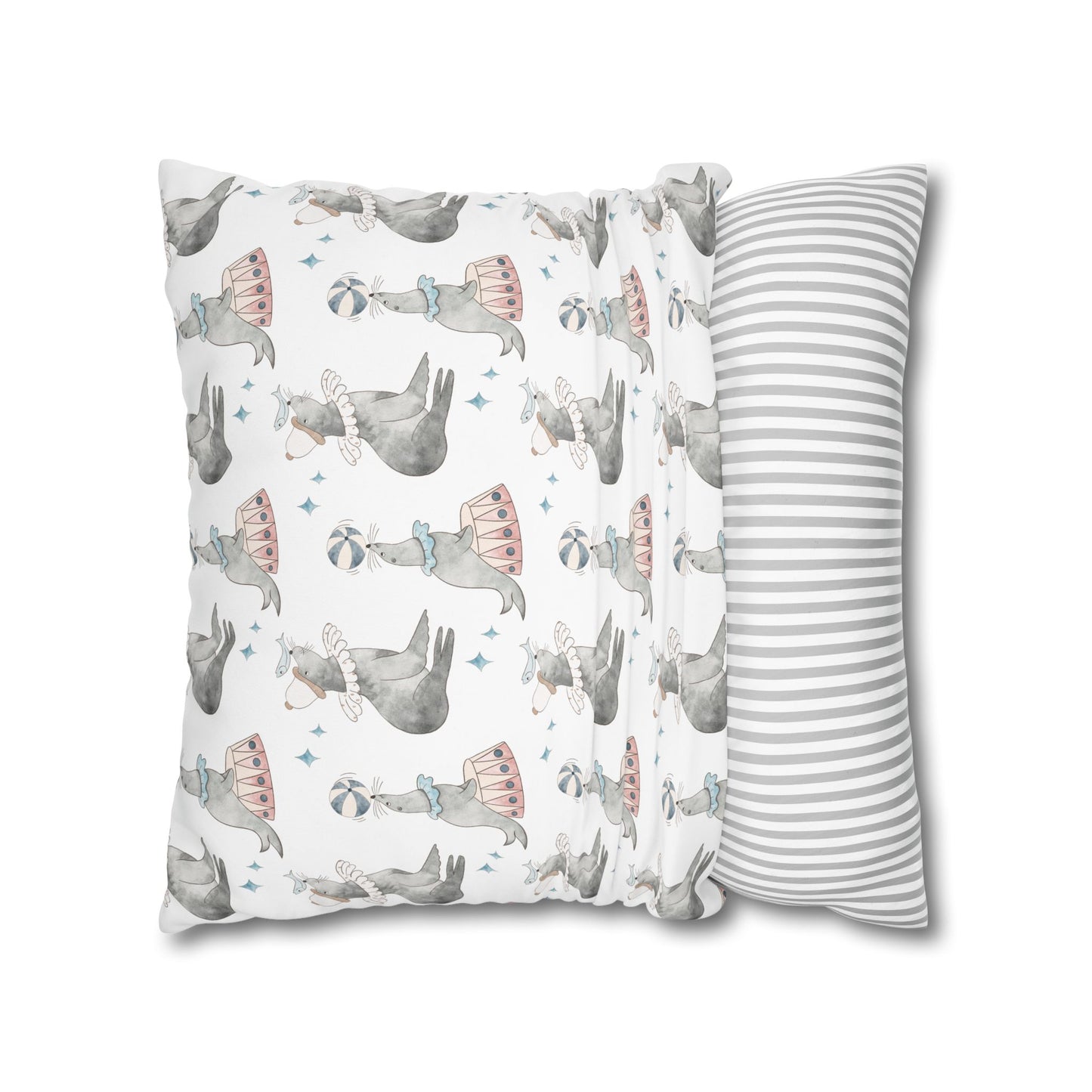 Throw Pillowcase Circus Seals