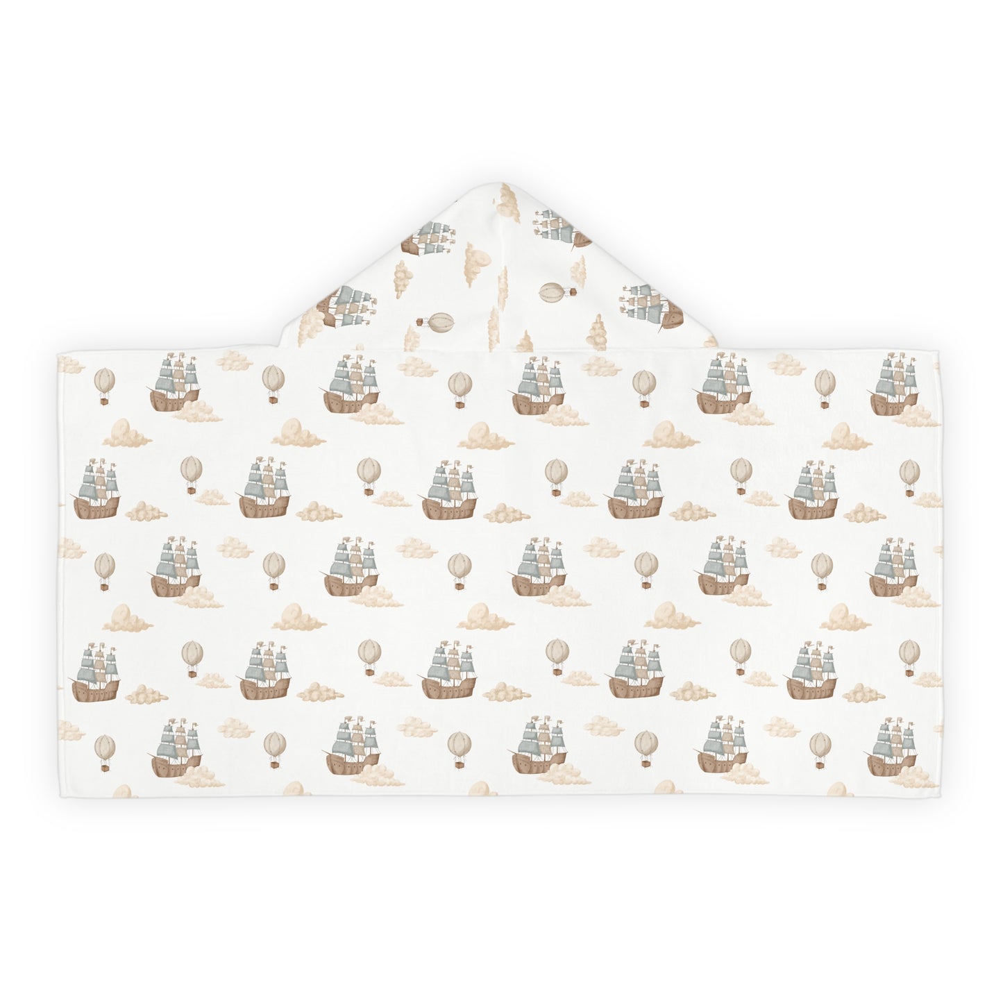 Child's Hooded Towel- Pirate Ship Clouds