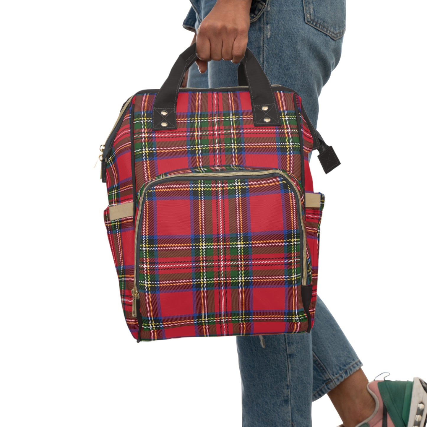 Diaper Bag Backpack- Holiday Red Tartan Plaid - All The Things Baby