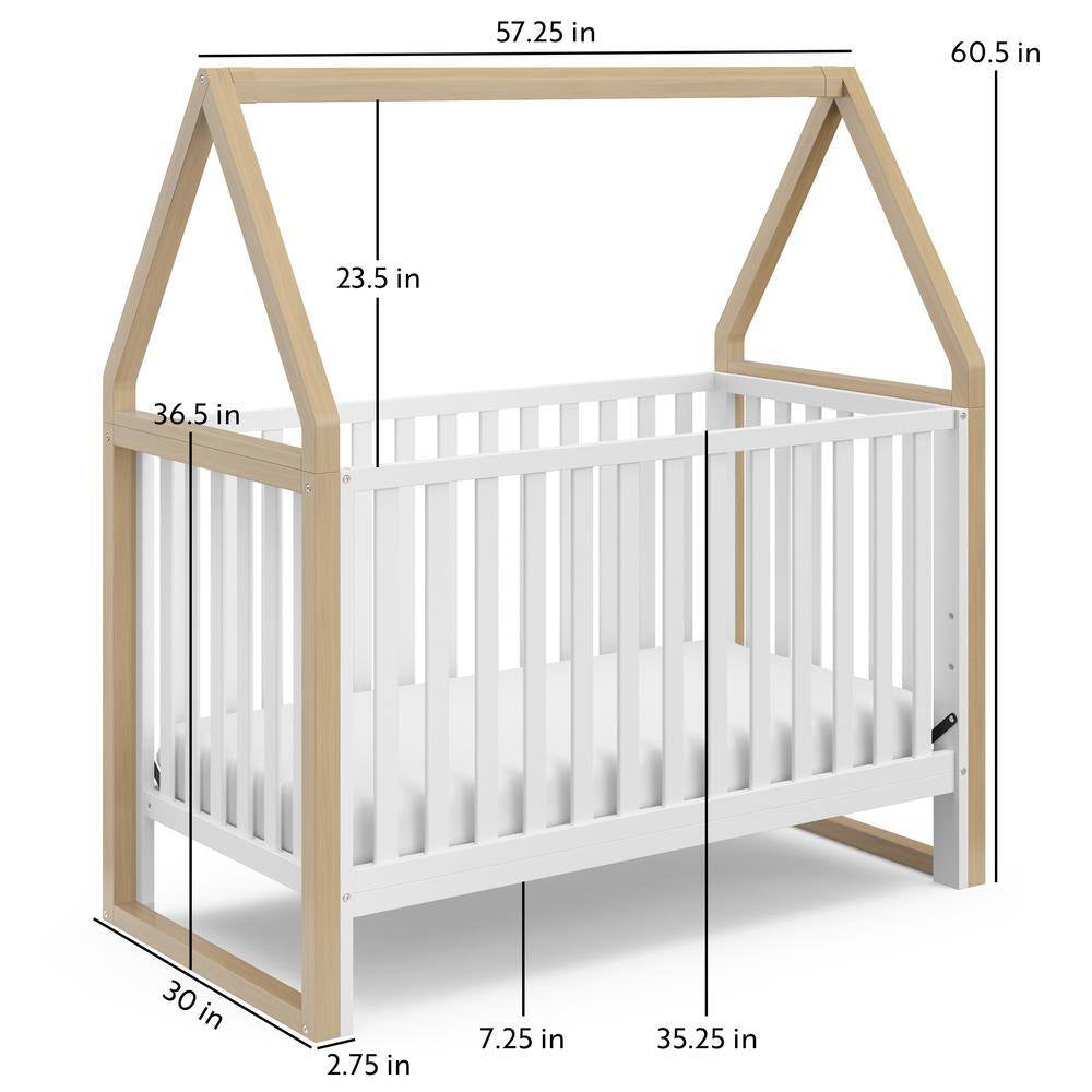Orchard 5-In-1 Convertible Canopy Crib-White/Driftwood