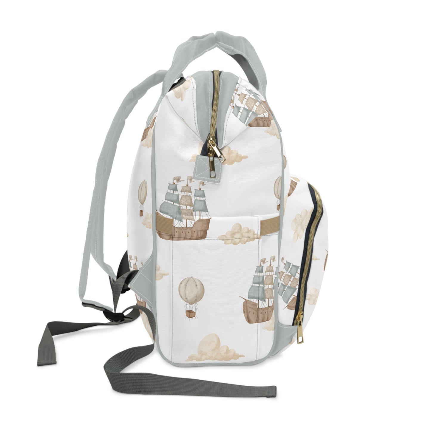 Diaper Backpack- Watercolor Pirate Ship - All The Things Baby
