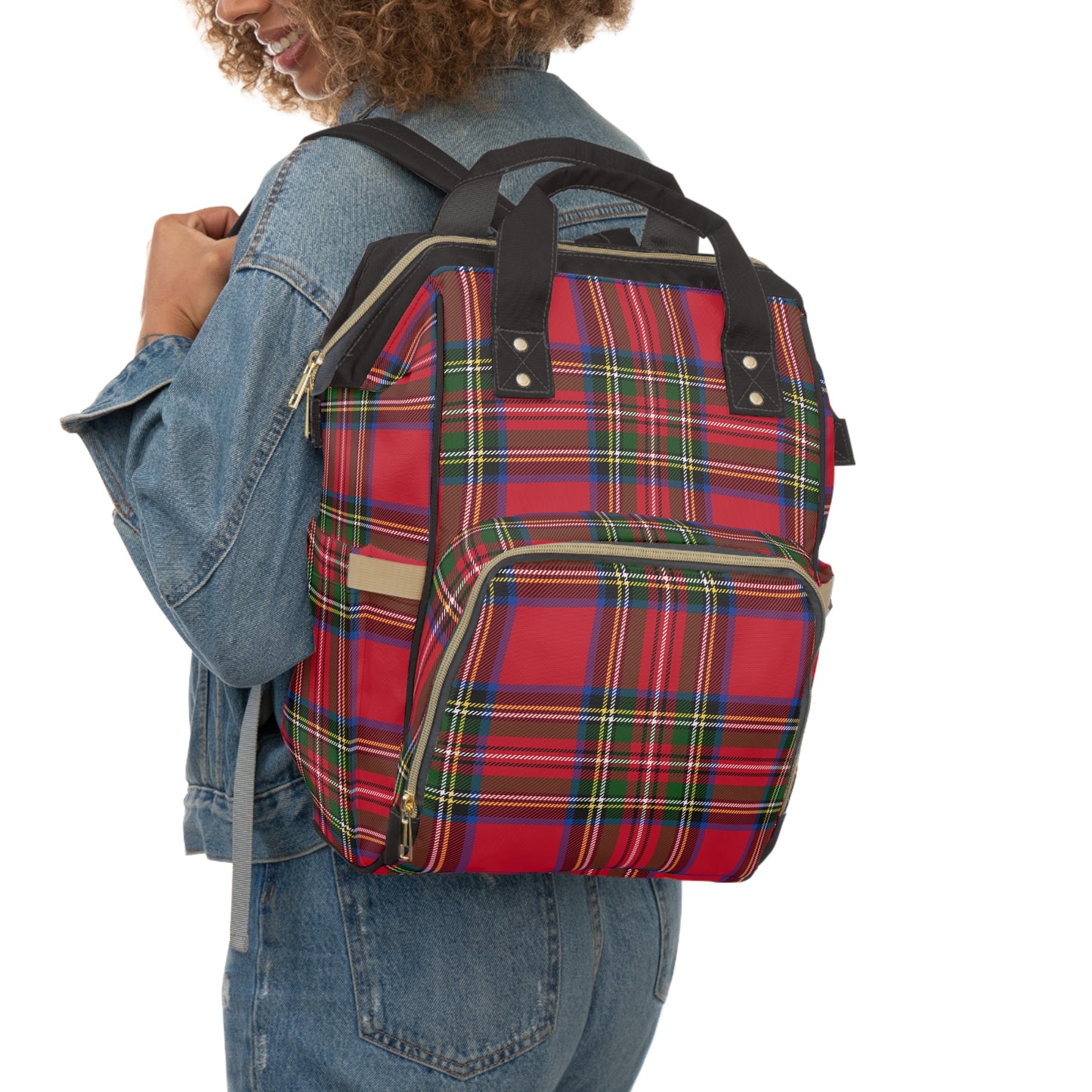Diaper Bag Backpack- Holiday Red Tartan Plaid - All The Things Baby
