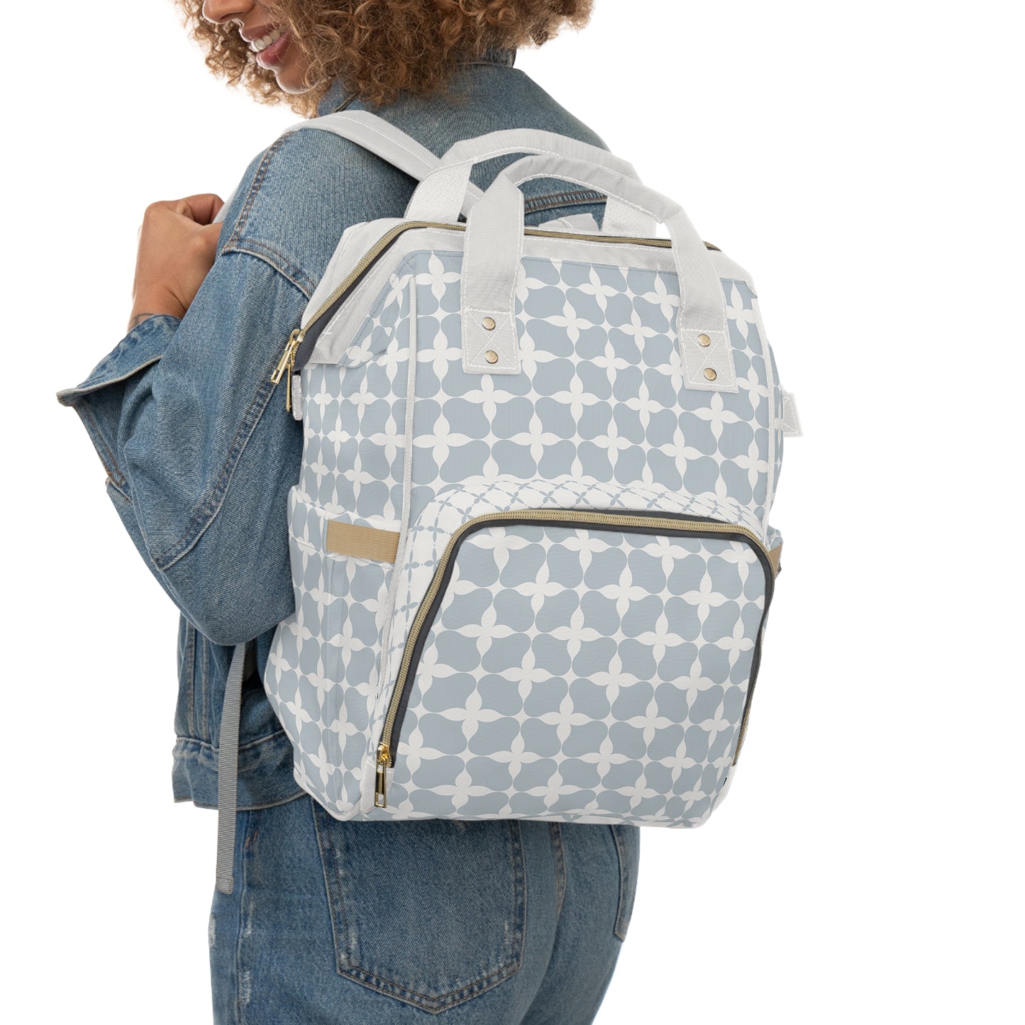 Diaper Bag Backpack- Blue Cream Geo - All The Things Baby