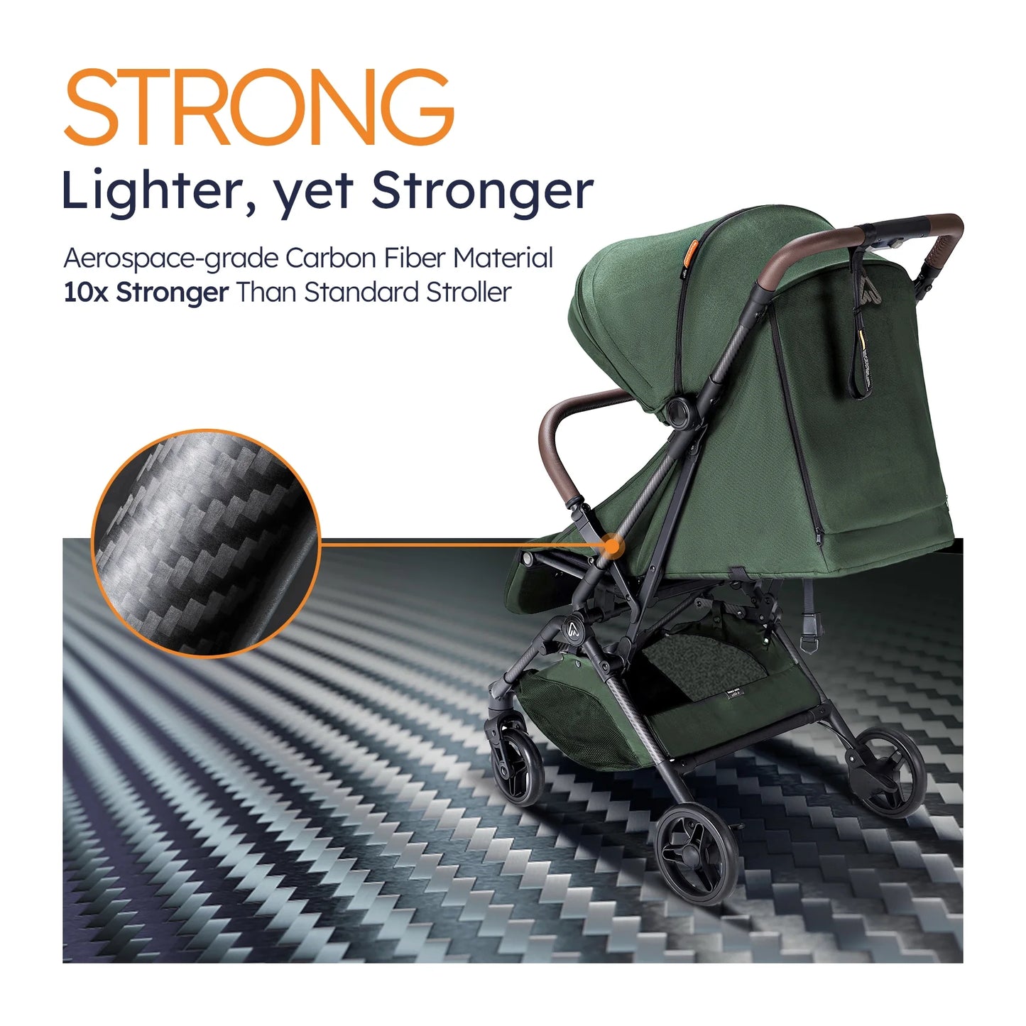 Baby Stroller 11.5 Lb Ultra Air Lightweight Foldable Carbon Fiber Travel Stroller for Toddler Infant