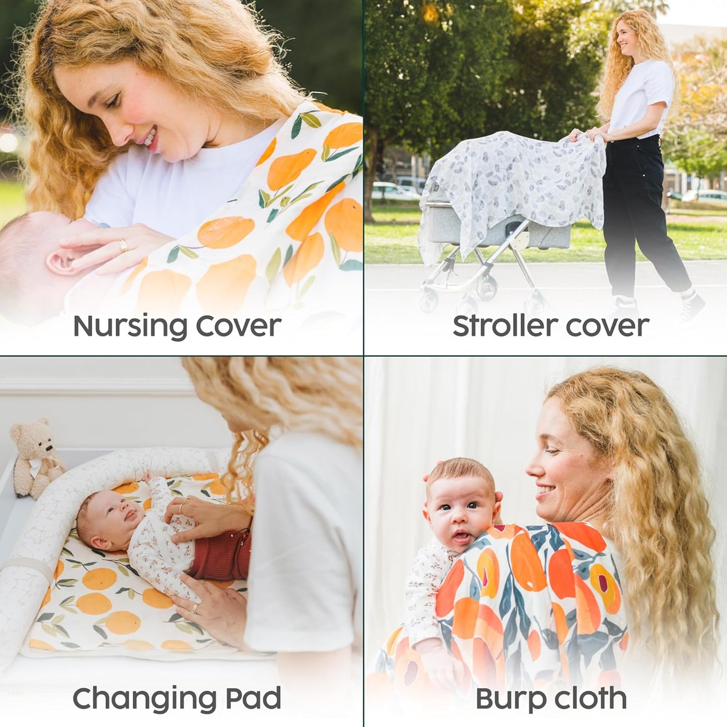 Muslin Swaddle Blankets, 3-Pack - Soft Bamboo Rayon and Cotton Receiving Blankets for Boys & Girls - Adorable Fruits Design