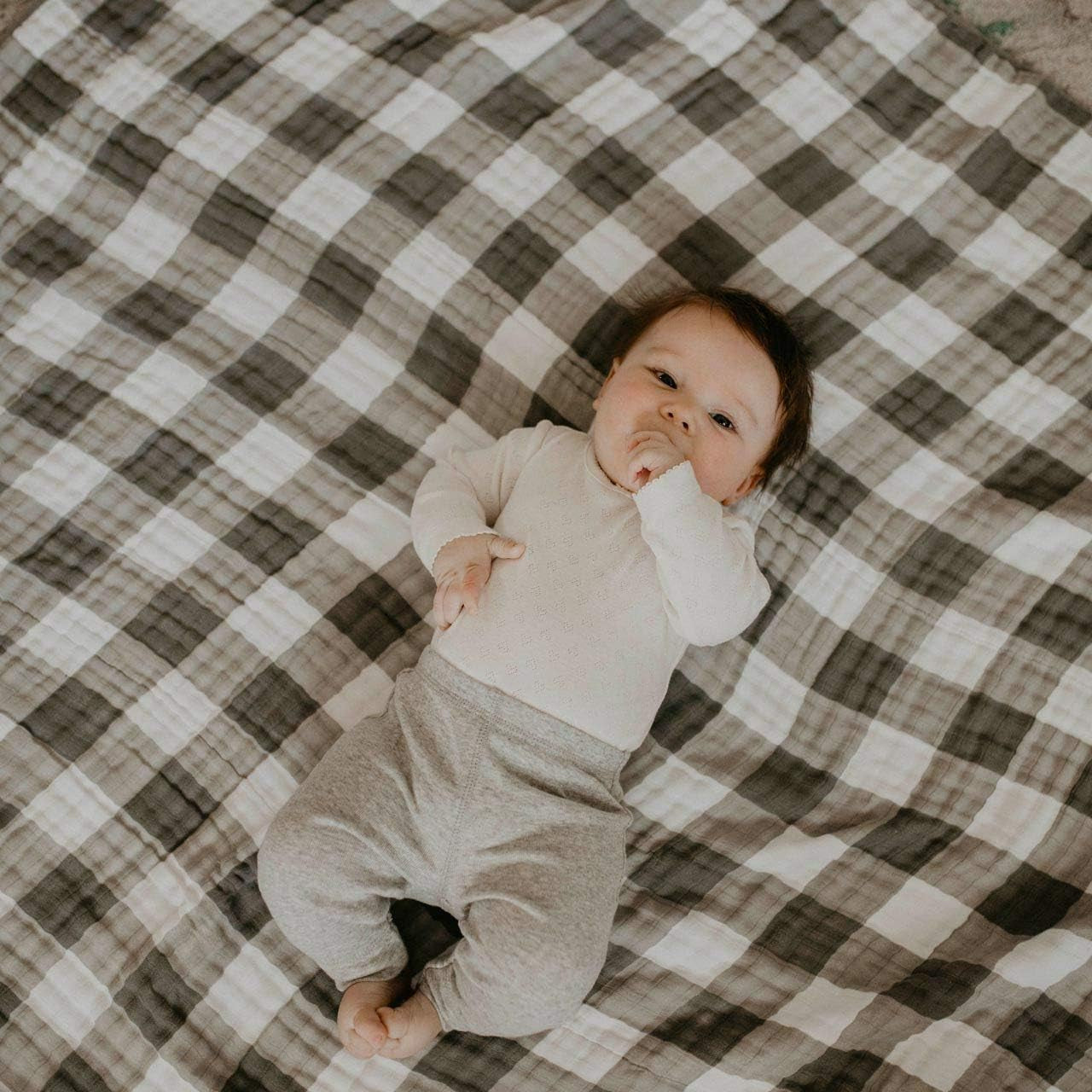 Parker Baby Muslin Blanket | 100% Soft Cotton Toddler Quilt & Baby Muslin Swaddle | Gender Neutral Design 47" X 47" Blanket