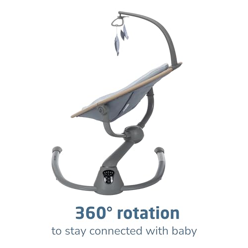 Maxi-Cosi Cassia Baby Swing: Portable, 360 Rotation, 5 Speeds, 12 Melodies, Recycled Fabric, Slate