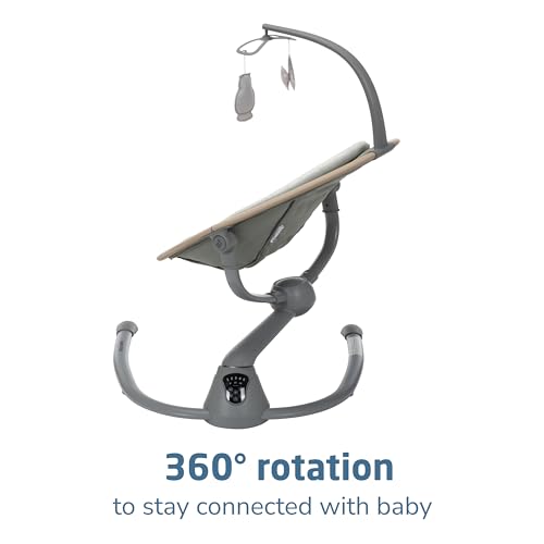 Maxi-Cosi Cassia Baby Swing: Portable, 360 Rotation, 5 Speeds, 12 Melodies, Recycled Fabric, Slate