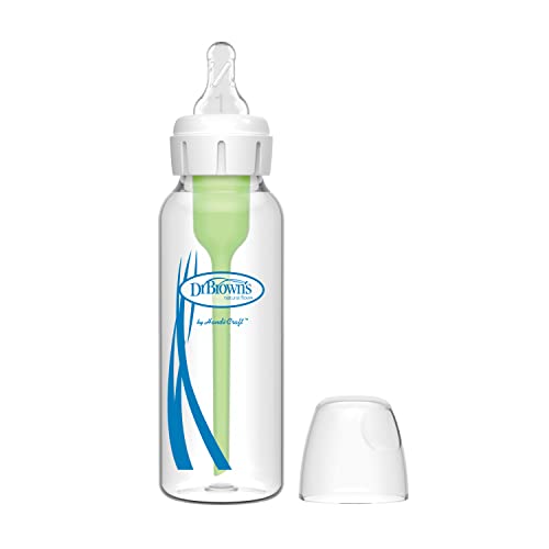 Dr. Brown's Natural Flow Anti-Colic Options+ Narrow Glass Baby Bottle Starter Set with Silicone Bottle Sleeves, Brush & Soft 100% Silicone HappyPaci Pacifier for Newborns, 0m+
