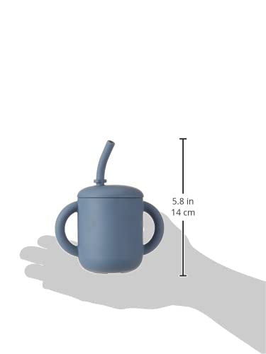 mushie 100% Silicone Training Cup & Straw for Toddlers | 6 Months+ (Whales)