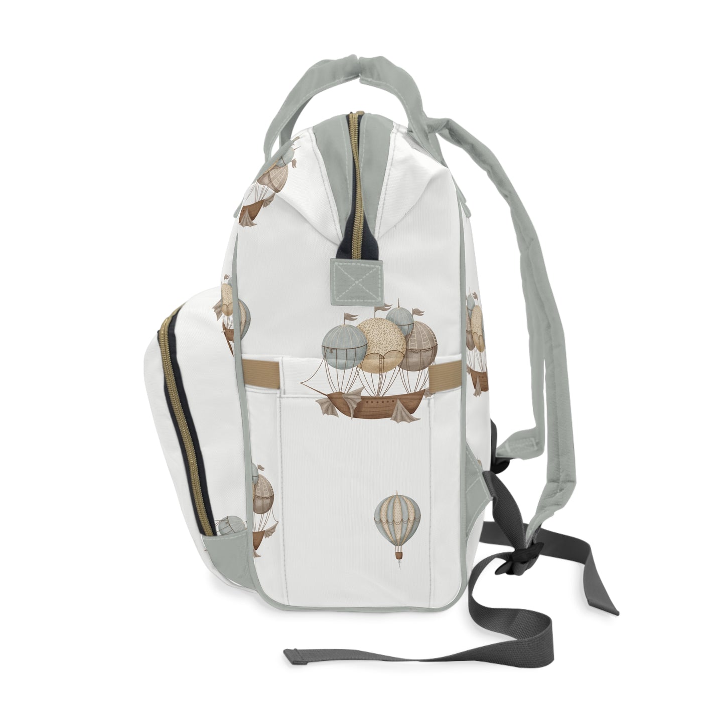 Neutral Diaper Backpack: Watercolor Balloon Ships - All The Things Baby