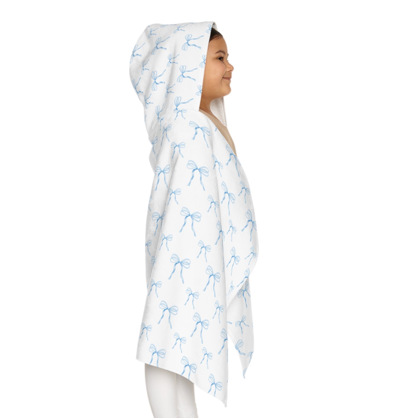 Child Hooded Towel- Blue Bows