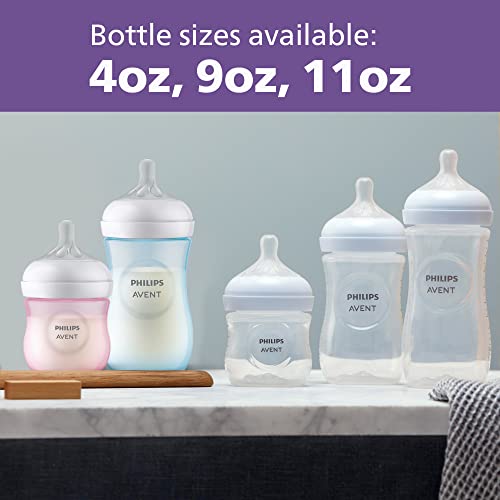 Philips Avent Natural Baby Bottles with Natural Response Nipples (Slow Flow, Flow 2), 4oz, 4-Pack