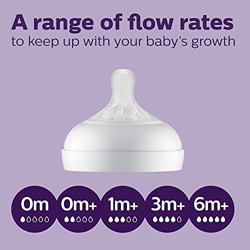 Philips Avent Natural Glass Baby Bottles with Natural Response Nipples (Slow Flow, Flow 2), 4oz, 4-Pack, SCY910/04