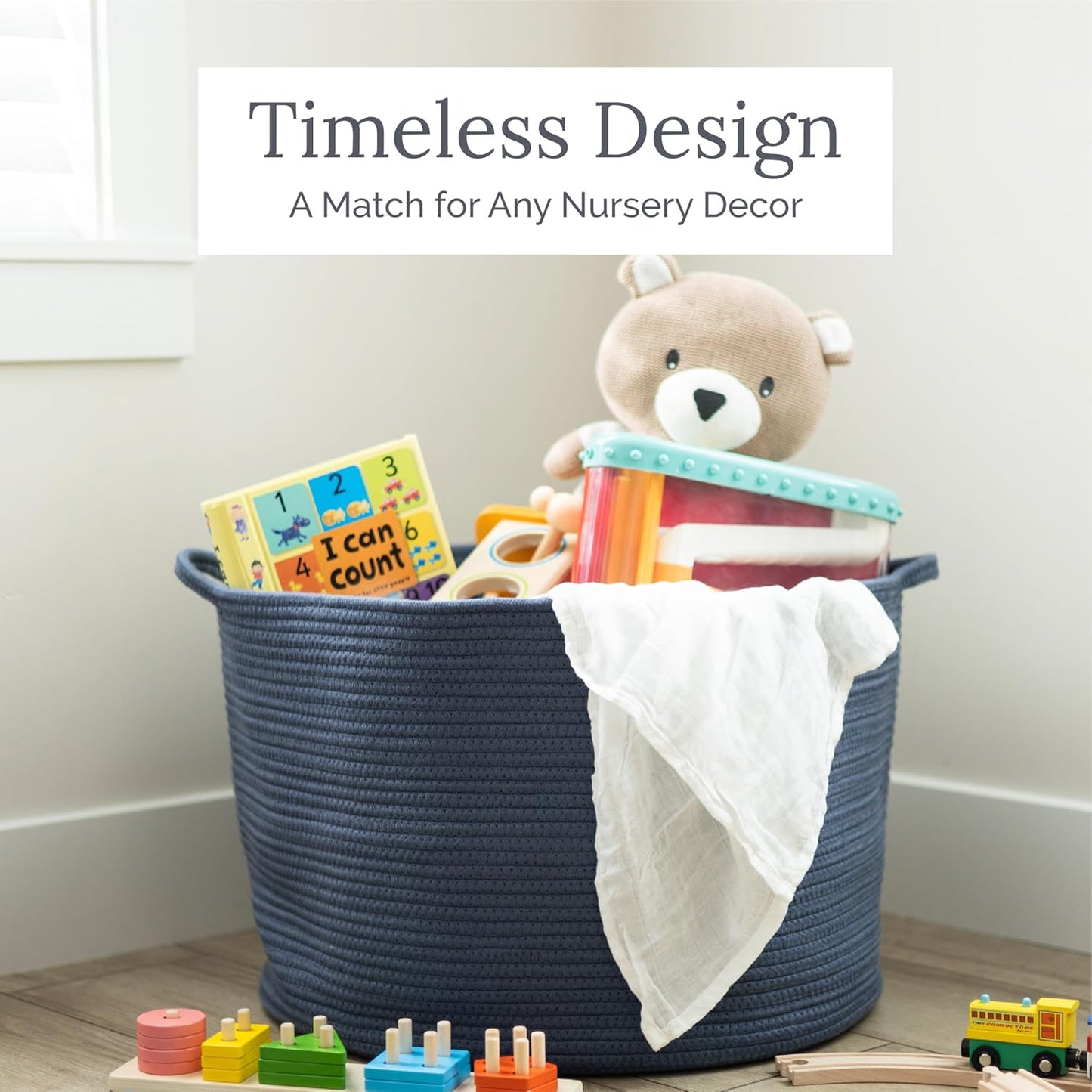 Large Woven Storage Basket (15" X 15" X 14") - Baby & Toy Organizer