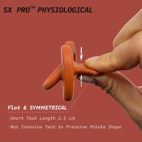 Color Essence SX PRO Silicone Baby Pacifier 2Pk, Made with 100% Soft Silicone, Baby Essentials Perfect for Breastfeeding Babies, Designed in Spain, 0-6 Mths, Mustard/Blue