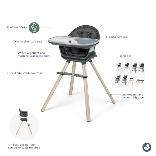 Maxi-Cosi Moa 8-in-1 High Chairs for Babies and Toddlers, Machine Washable Infant High Chair