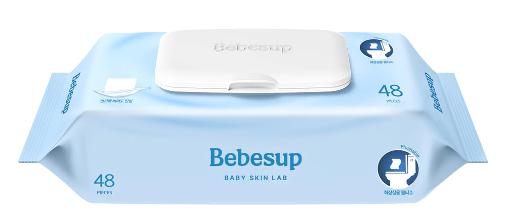 BEBESUP- Korea’s #1 Signature Baby Wipes - Hypoallergenic Water-based Unscented Alcohol-Free Ultra-Thick Super Seed Extracts Organic Plant-Based for sensitive skin Flip-Top 560 Count (8 Packs)