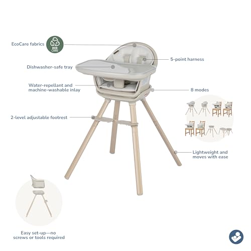 Maxi-Cosi Moa 8-in-1 High Chairs for Babies and Toddlers, Machine Washable Infant High Chair