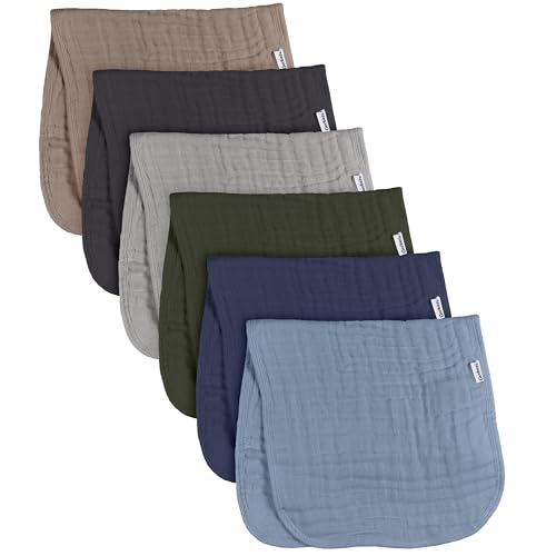 Gerber Baby Unisex Muslin Burp Cloths 6-Pack, Multi Browns, Large Size 20" x 10"