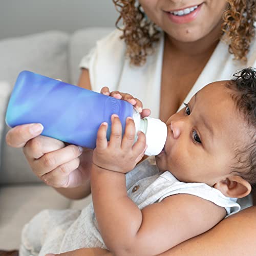 Dr. Brown's Natural Flow Anti-Colic Options+ Narrow Glass Baby Bottle Starter Set with Silicone Bottle Sleeves, Brush & Soft 100% Silicone HappyPaci Pacifier for Newborns, 0m+