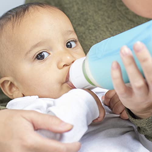 Dr. Brown's Natural Flow Anti-Colic Options+ Narrow Glass Baby Bottle Starter Set with Silicone Bottle Sleeves, Brush & Soft 100% Silicone HappyPaci Pacifier for Newborns, 0m+