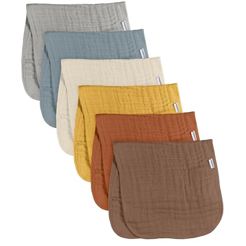 Gerber Baby Unisex Muslin Burp Cloths 6-Pack, Multi Browns, Large Size 20" x 10"