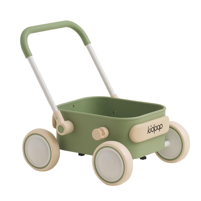 PULA Baby Push Walker with Wheels Toddler Wagon for First Learner Baby Toys 6-12 Months, 1 Year Old Birthday Gifts, Indoors and Outdoors (Black)