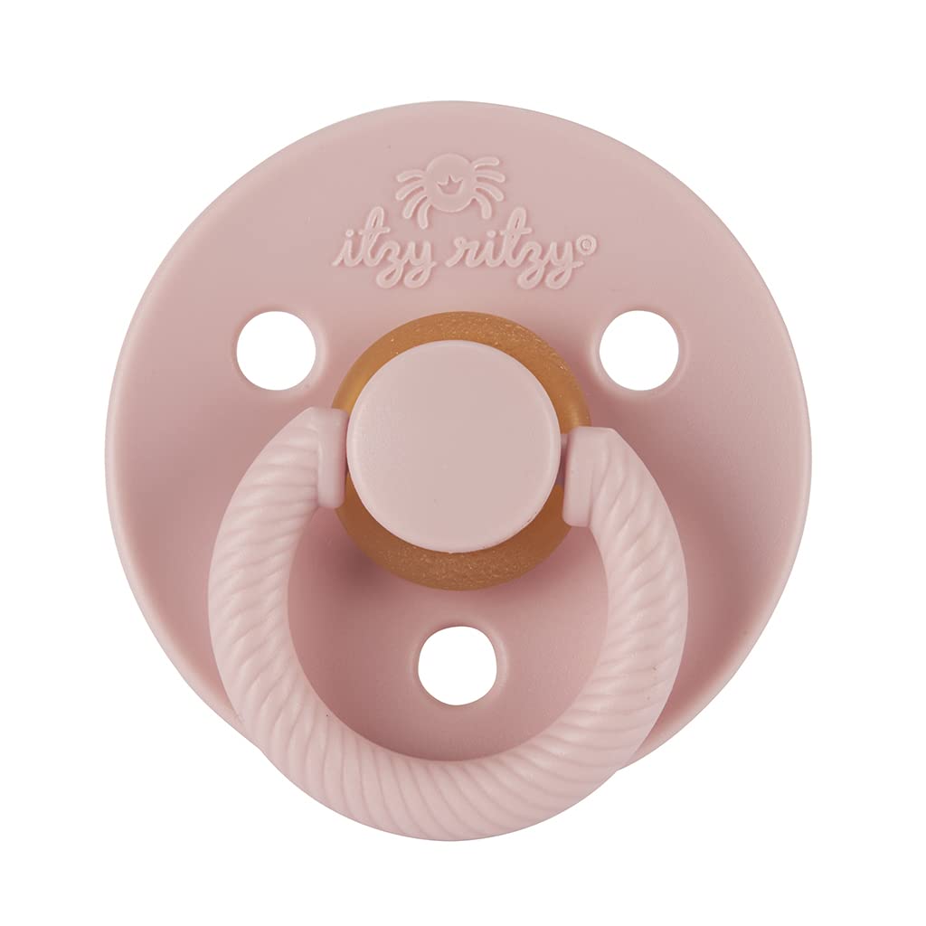 Itzy Ritzy Natural Rubber Pacifiers, Set of 2 – Natural Rubber Newborn Pacifiers with Cherry-Shaped Nipple & Large Air Holes for Added Safety; Set of 2 i