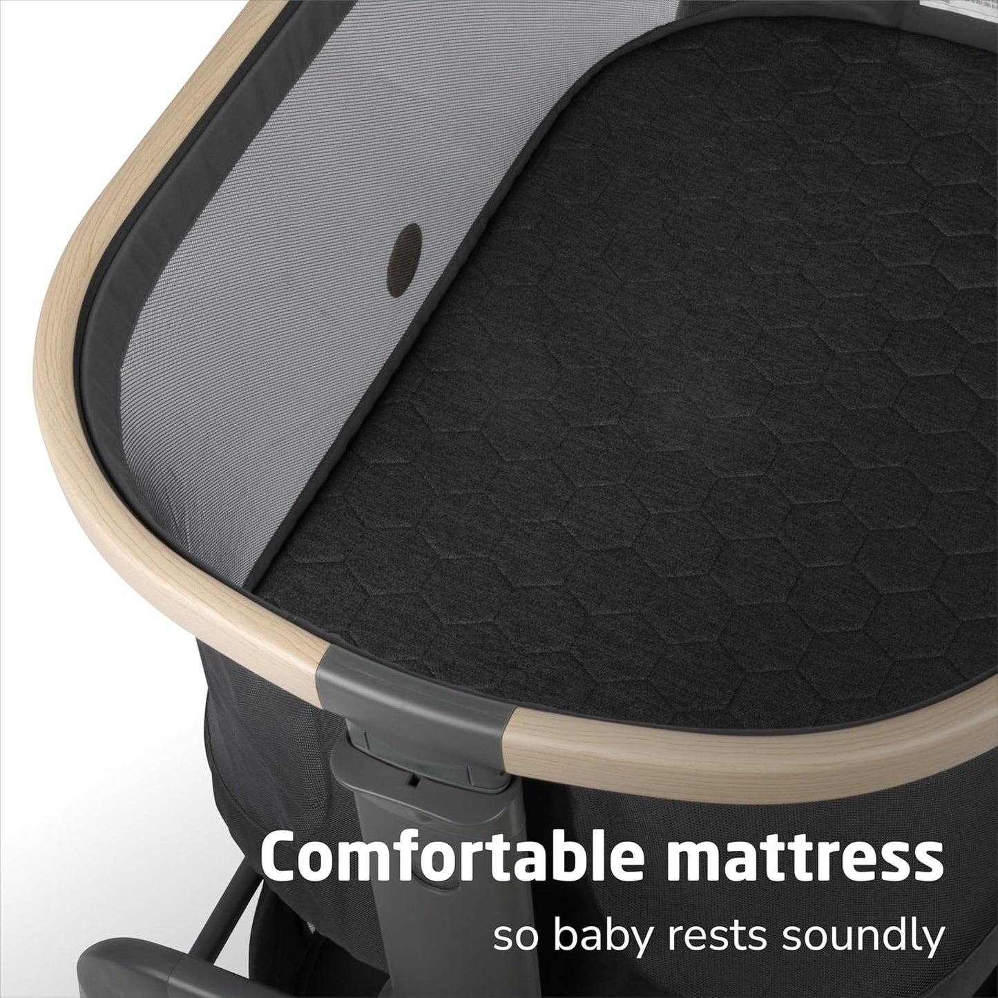 Iora Baby Bassinets Bedside Sleeper, Portable Bassinet, Infant Bedside Sleeper Crib, Height Adjustable, Breathable Mesh, Large Storage Basket, Classic Graphite